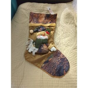 Christmas Camo Stocking with Snowman Santa's Forest